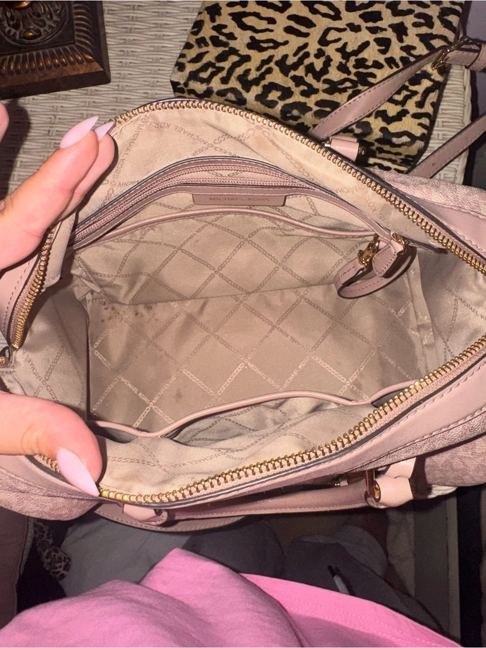 Michael Kors Blush Pink Logo Stripe Satchel